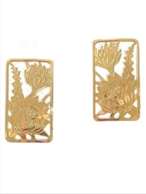 Leighton Lam Hawaiian Night Blooming Cereus Flower Earrings | Signed